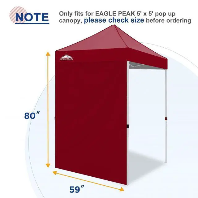 Alt view image 4 of 7 - Canopy Sidewall for 5x5 Pop Up Canopy Frame, Single Side Wall Panel Only (Fits 5x5 Straight Leg Frame, Canopy Top or Frame NOT Included), Burgundy