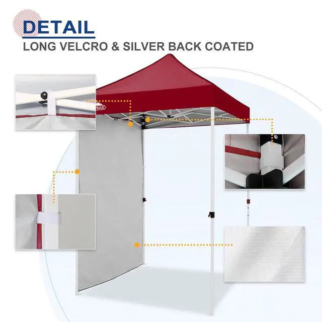 Alt view image 5 of 7 - Canopy Sidewall for 5x5 Pop Up Canopy Frame, Single Side Wall Panel Only (Fits 5x5 Straight Leg Frame, Canopy Top or Frame NOT Included), Burgundy