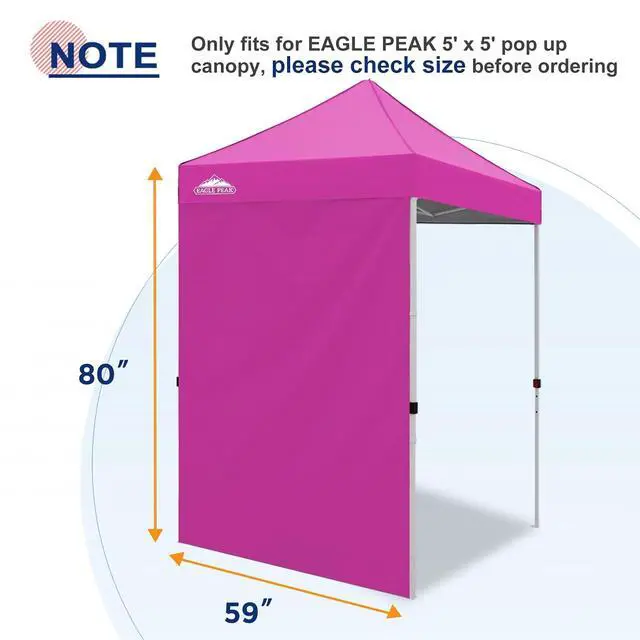 Alt view image 4 of 7 - Canopy Sidewall for 5x5 Pop Up Canopy Frame, Single Side Wall Panel Only (Fits 5x5 Straight Leg Frame, Canopy Top or Frame NOT Included), Pink