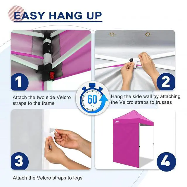 Alt view image 3 of 7 - Canopy Sidewall for 5x5 Pop Up Canopy Frame, Single Side Wall Panel Only (Fits 5x5 Straight Leg Frame, Canopy Top or Frame NOT Included), Pink