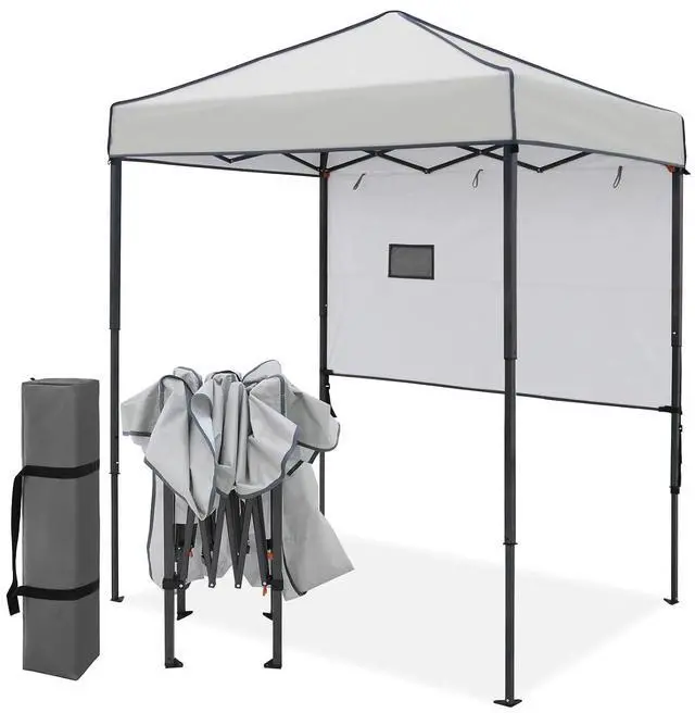 Main image of 6x4 Instant Pop Up Canopy Tent with 1 Half Wall Panel, Straight Leg Sun Shelter, Portable Canopy with Carry Bag for Camping, Beach & Sports, Gray