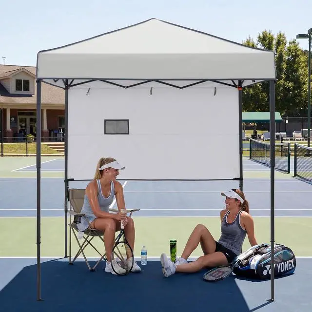 Alt view image 7 of 7 - 6x4 Instant Pop Up Canopy Tent with 1 Half Wall Panel, Straight Leg Sun Shelter, Portable Canopy with Carry Bag for Camping, Beach & Sports, Gray