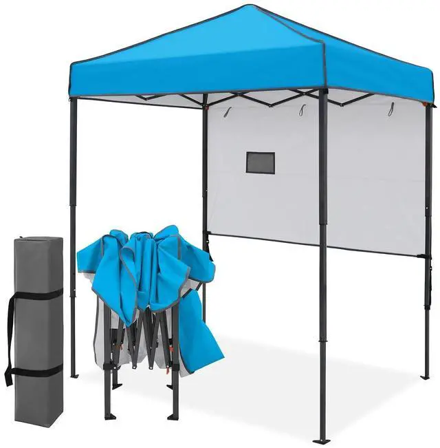 Main image of 6x4 Instant Pop Up Canopy Tent with 1 Half Wall Panel, Straight Leg Sun Shelter, Portable Canopy with Carry Bag for Camping, Beach & Sports, Light Blue