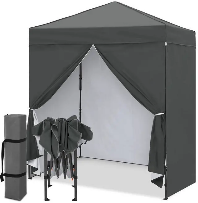 Main image of 6x4 Instant Pop Up Canopy Tent with 4 Side Wall Panels, Straight Leg Sun Shelter, Portable Canopy with Carry Bag for Camping, Beach & Sports, Dark Gray