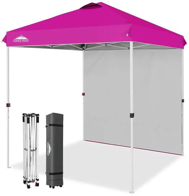 Main image of Commercial Canopy 6.6x6.6 Pop Up Canopy Tent with 1 Sidewall, Easy Setup Heavy Duty Instant Event Shelter for Vendors & Markets, Outdoor Sun Shade, Pink