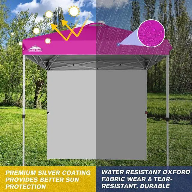 Alt view image 2 of 7 - Commercial Canopy 6.6x6.6 Pop Up Canopy Tent with 1 Sidewall, Easy Setup Heavy Duty Instant Event Shelter for Vendors & Markets, Outdoor Sun Shade, Pink
