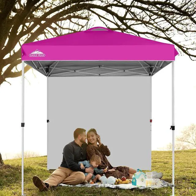 Alt view image 5 of 7 - Commercial Canopy 6.6x6.6 Pop Up Canopy Tent with 1 Sidewall, Easy Setup Heavy Duty Instant Event Shelter for Vendors & Markets, Outdoor Sun Shade, Pink