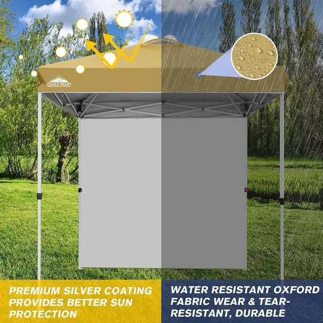 Alt view image 2 of 7 - Commercial Canopy 6.6x6.6 Pop Up Canopy Tent with 1 Sidewall, Easy Setup Heavy Duty Instant Event Shelter for Vendors & Markets, Outdoor Sun Shade, Beige