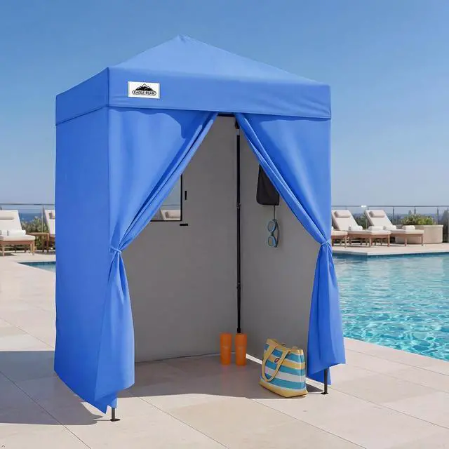 Alt view image 5 of 7 - Flex Ultra Compact 5x5 Changing Room, Pop-up Canopy, Sun Shelter, Portable Privacy Canopy Cabana for Pool, Fashion Photoshoots, or Camping, Blue