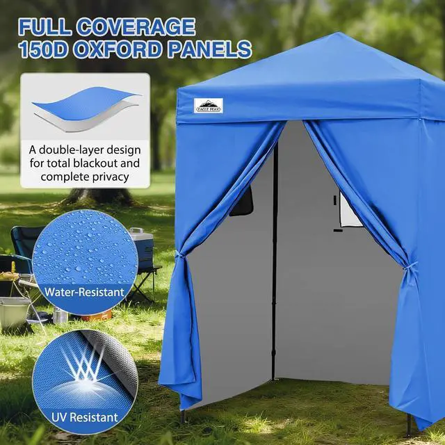Alt view image 4 of 7 - Flex Ultra Compact 5x5 Changing Room, Pop-up Canopy, Sun Shelter, Portable Privacy Canopy Cabana for Pool, Fashion Photoshoots, or Camping, Blue