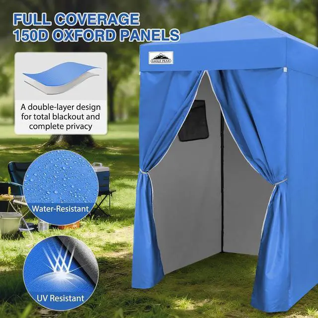 Alt view image 2 of 7 - Flex Ultra Compact 4x4 Changing Room, Pop-up Canopy, Sun Shelter, Portable Privacy Canopy Cabana for Pool, Fashion Photoshoots, or Camping, Blue