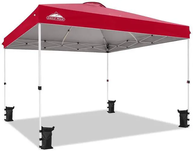 Main image of Pop Up Canopy Tent with Wheeled Carry Bag, 8 Stakes, 4 Ropes, 4 Weight Bags, Easy Set Up Tent Canopy, 12x12 ft, 144sqft of Shade, Red