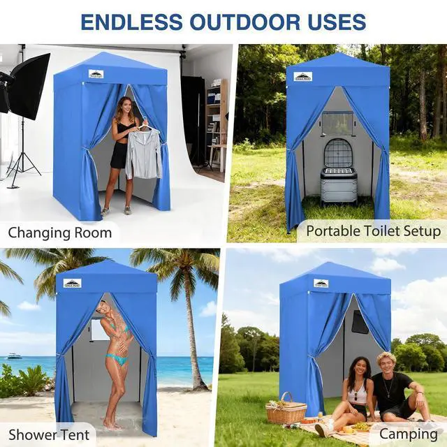 Alt view image 7 of 7 - Flex Ultra Compact 4x4 Changing Room, Pop-up Canopy, Sun Shelter, Portable Privacy Canopy Cabana for Pool, Fashion Photoshoots, or Camping, Blue