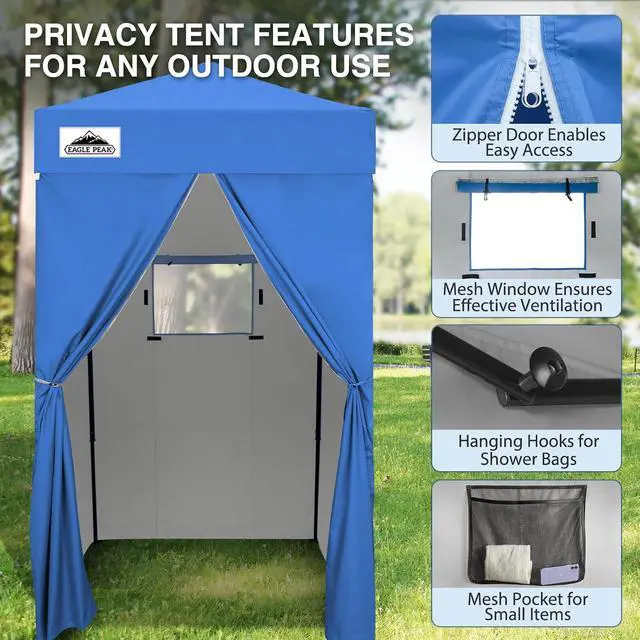 Alt view image 4 of 7 - Flex Ultra Compact 4x4 Changing Room, Pop-up Canopy, Sun Shelter, Portable Privacy Canopy Cabana for Pool, Fashion Photoshoots, or Camping, Blue