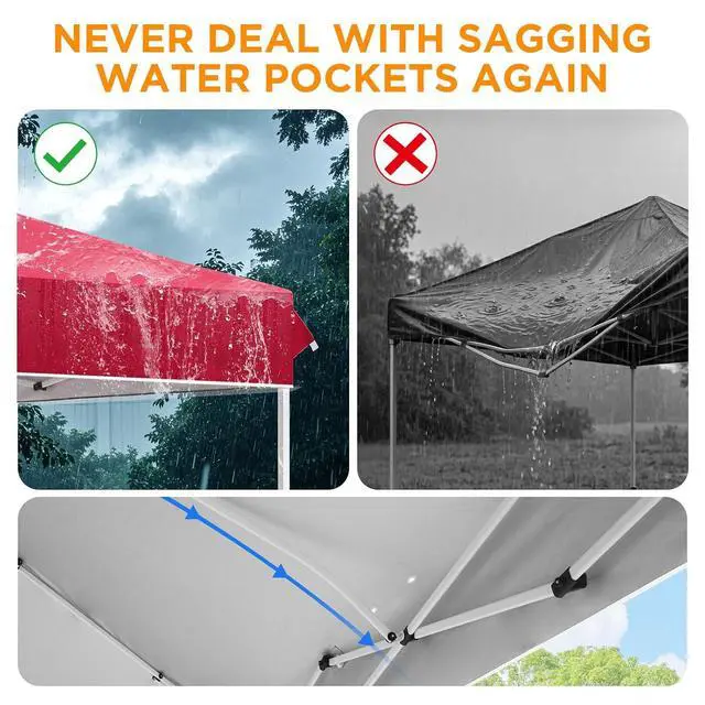 Alt view image 4 of 7 - Pop Up Canopy Tent with Wheeled Carry Bag, 8 Stakes, 4 Ropes, 4 Weight Bags, Easy Set Up Tent Canopy, 12x12 ft, 144sqft of Shade, Red