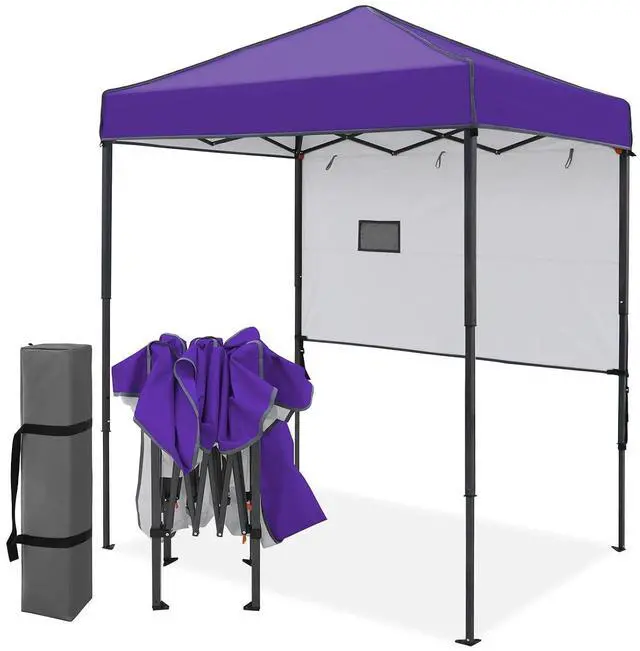 Main image of 6x4 Instant Pop Up Canopy Tent with 1 Half Wall Panel, Straight Leg Sun Shelter, Portable Canopy with Carry Bag for Camping, Beach & Sports, Purple