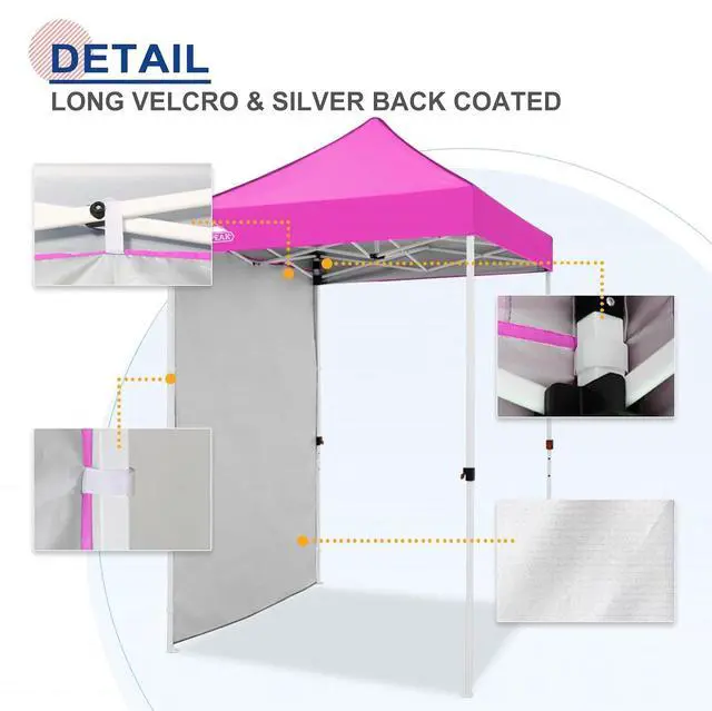 Alt view image 5 of 7 - Canopy Sidewall for 5x5 Pop Up Canopy Frame, Single Side Wall Panel Only (Fits 5x5 Straight Leg Frame, Canopy Top or Frame NOT Included), Pink