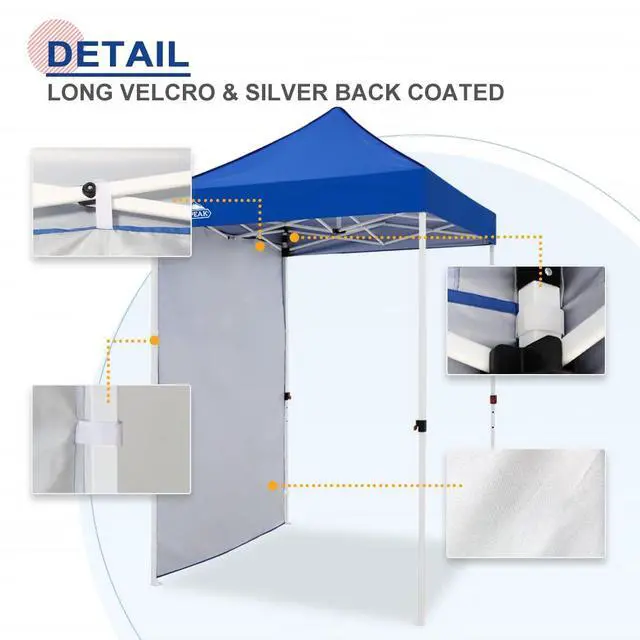 Alt view image 4 of 7 - Canopy Sidewall for 5x5 Pop Up Canopy Frame, Single Side Wall Panel Only (Fits 5x5 Straight Leg Frame, Canopy Top or Frame NOT Included), Blue