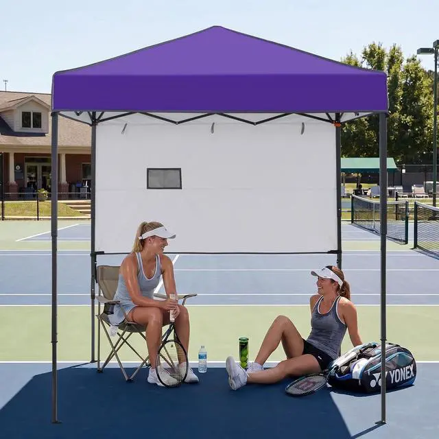 Alt view image 7 of 7 - 6x4 Instant Pop Up Canopy Tent with 1 Half Wall Panel, Straight Leg Sun Shelter, Portable Canopy with Carry Bag for Camping, Beach & Sports, Purple