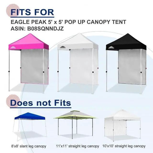 Alt view image 7 of 7 - Canopy Sidewall for 5x5 Pop Up Canopy Frame, Single Side Wall Panel Only (Fits 5x5 Straight Leg Frame, Canopy Top or Frame NOT Included), Pink