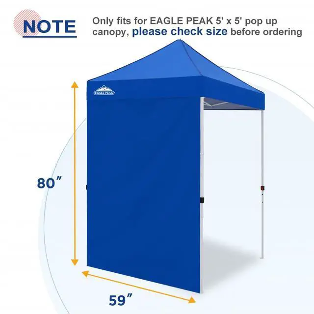Alt view image 5 of 7 - Canopy Sidewall for 5x5 Pop Up Canopy Frame, Single Side Wall Panel Only (Fits 5x5 Straight Leg Frame, Canopy Top or Frame NOT Included), Blue