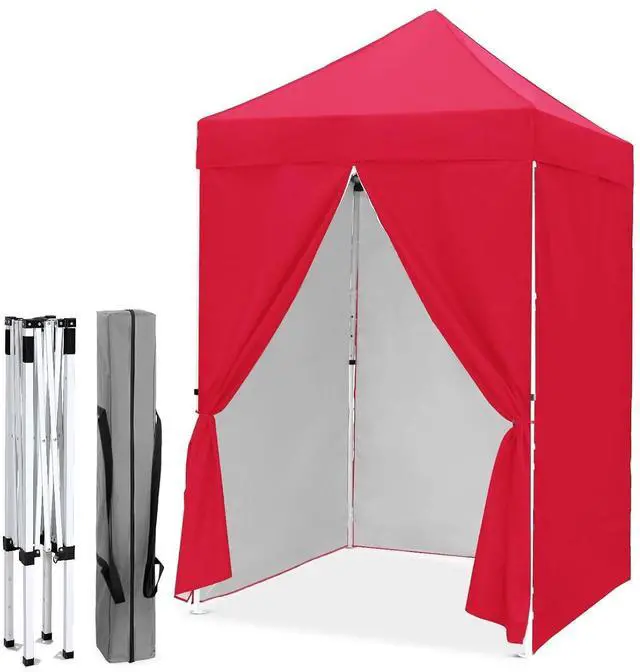 Main image of 5x5 Instant Canopy with 4-Side Wall Panels, Small Pop up Portable Canopy Tent with Carry Bag, Light Weight Sun Shelter for Sports, Camping and Beach, Red