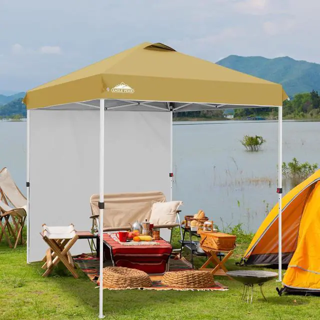 Alt view image 5 of 7 - Commercial Canopy 6.6x6.6 Pop Up Canopy Tent with 1 Sidewall, Easy Setup Heavy Duty Instant Event Shelter for Vendors & Markets, Outdoor Sun Shade, Beige