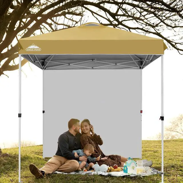 Alt view image 7 of 7 - Commercial Canopy 6.6x6.6 Pop Up Canopy Tent with 1 Sidewall, Easy Setup Heavy Duty Instant Event Shelter for Vendors & Markets, Outdoor Sun Shade, Beige