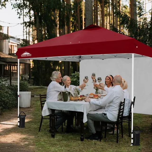 Alt view image 5 of 7 - Commercial Canopy 12x12 Pop Up Canopy Tent with 1 Sidewall, Easy Setup Heavy Duty Instant Event Shelter for Vendors & Markets, Outdoor Sun Shade, Burgundy