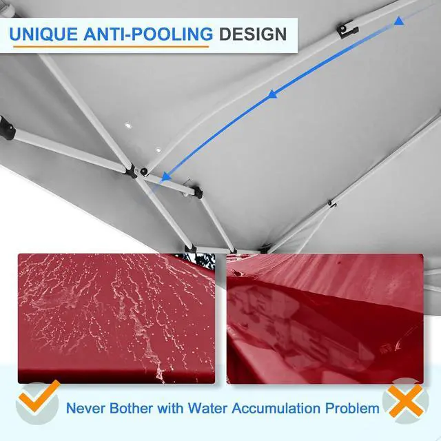 Alt view image 4 of 7 - Commercial Canopy 12x12 Pop Up Canopy Tent with 1 Sidewall, Easy Setup Heavy Duty Instant Event Shelter for Vendors & Markets, Outdoor Sun Shade, Burgundy