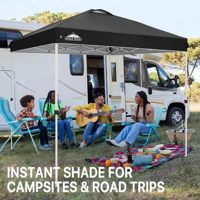 Alt view image 5 of 7 - Pop Up Canopy Tent with Wheeled Carry Bag, 8 Stakes, 4 Ropes, Easy Set Up Tent Canopy, 8x8 ft, Black