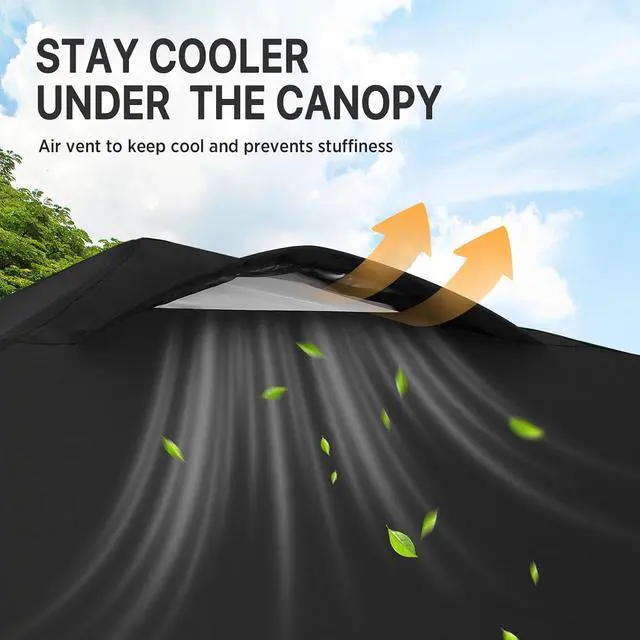 Alt view image 7 of 7 - Pop Up Canopy Tent with Wheeled Carry Bag, 8 Stakes, 4 Ropes, Easy Set Up Tent Canopy, 8x8 ft, Black