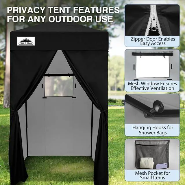 Alt view image 4 of 7 - Flex Ultra Compact 4x4 Changing Room, Pop-up Canopy, Sun Shelter, Portable Privacy Canopy Cabana for Pool, Fashion Photoshoots, or Camping, Black