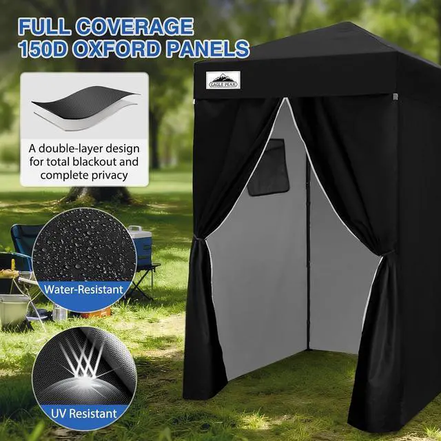 Alt view image 2 of 7 - Flex Ultra Compact 4x4 Changing Room, Pop-up Canopy, Sun Shelter, Portable Privacy Canopy Cabana for Pool, Fashion Photoshoots, or Camping, Black
