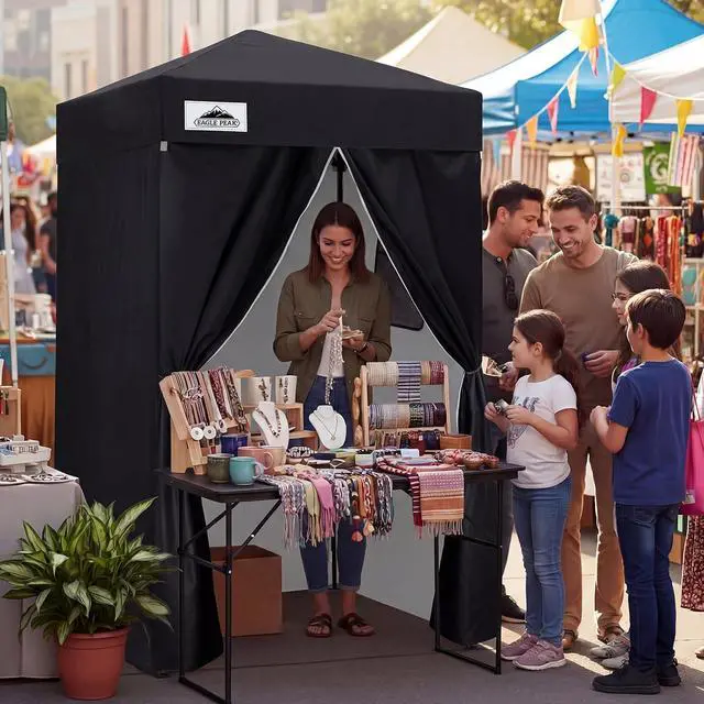 Alt view image 5 of 7 - Flex Ultra Compact 4x4 Changing Room, Pop-up Canopy, Sun Shelter, Portable Privacy Canopy Cabana for Pool, Fashion Photoshoots, or Camping, Black