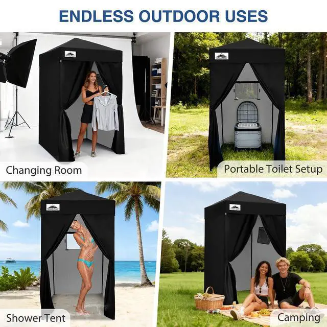 Alt view image 7 of 7 - Flex Ultra Compact 4x4 Changing Room, Pop-up Canopy, Sun Shelter, Portable Privacy Canopy Cabana for Pool, Fashion Photoshoots, or Camping, Black