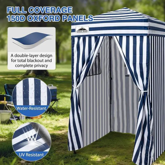 Alt view image 2 of 7 - Flex Ultra Compact 4x4 Changing Room, Pop-up Canopy, Sun Shelter, Portable Privacy Canopy Cabana for Pool, Fashion Photoshoots, or Camping, White/Blue