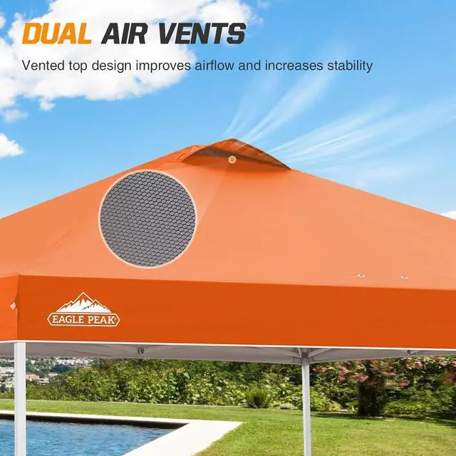 Alt view image 6 of 7 - Replacement Canopy Top for Eagle Peak 10x10 Straight Leg Pop Up Canopy Frame Only, Canopy Cover with Air Vent, UPF 50+, Frame NOT Included, Orange