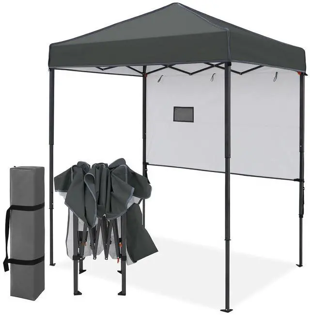 Main image of 6x4 Instant Pop Up Canopy Tent with 1 Half Wall Panel, Straight Leg Sun Shelter, Portable Canopy with Carry Bag for Camping, Beach & Sports, Dark Gray