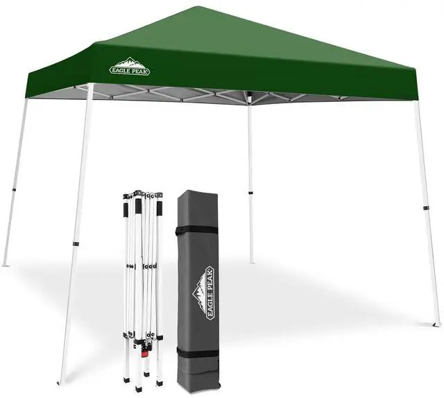 Main image of 10x10 Slant Leg Pop-up Canopy Tent Easy One Person Setup Instant Outdoor Beach Canopy Folding Portable Sports Shelter 10x10 Base 8x8 Top (Green)