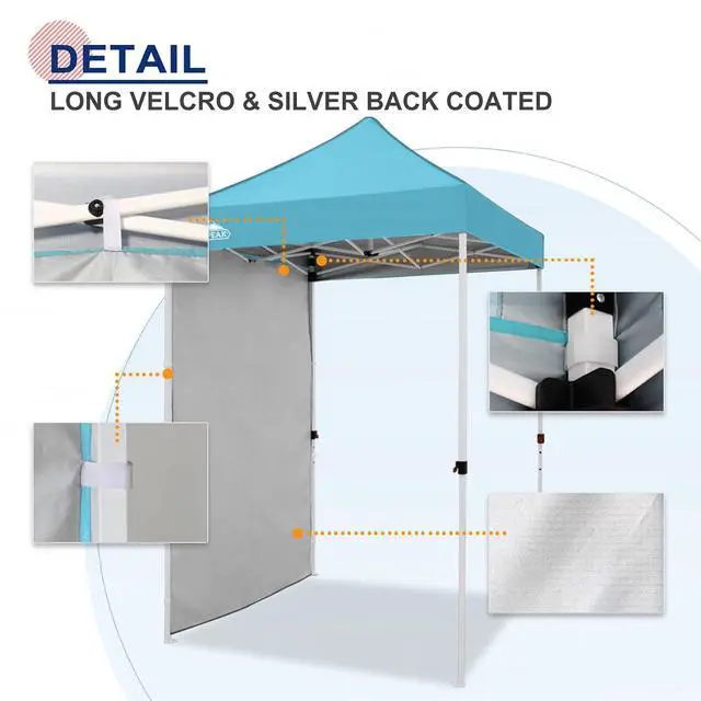 Alt view image 5 of 7 - Canopy Sidewall for 5x5 Pop Up Canopy Frame, Single Side Wall Panel Only (Fits 5x5 Straight Leg Frame, Canopy Top or Frame NOT Included), Light Blue