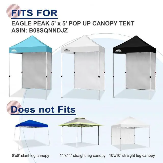 Alt view image 7 of 7 - Canopy Sidewall for 5x5 Pop Up Canopy Frame, Single Side Wall Panel Only (Fits 5x5 Straight Leg Frame, Canopy Top or Frame NOT Included), Light Blue