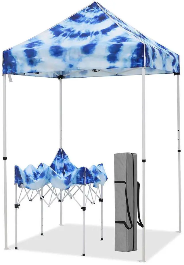 Main image of 5x5 Pop Up Canopy Tent Instant Outdoor Canopy Easy Set-up Straight Leg Folding Shelter, Tie Dye Blue