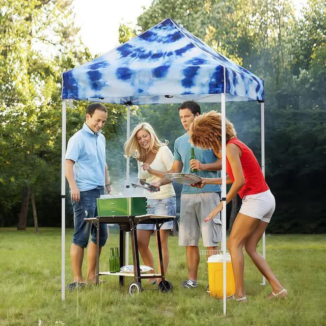 Alt view image 7 of 7 - 5x5 Pop Up Canopy Tent Instant Outdoor Canopy Easy Set-up Straight Leg Folding Shelter, Tie Dye Blue