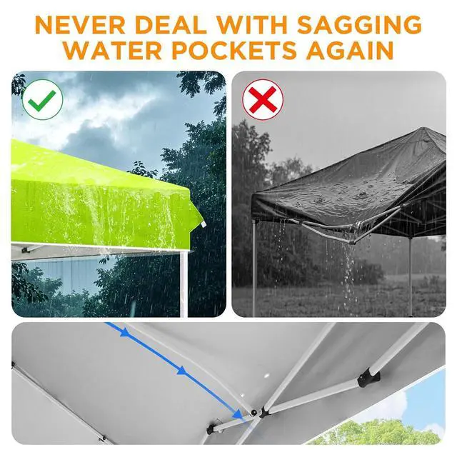 Alt view image 4 of 7 - Pop Up Canopy Tent with Wheeled Carry Bag, 8 Stakes, 4 Ropes, 4 Weight Bags, Easy Set Up Tent Canopy, 12x12 ft, 144sqft of Shade, Neon Green