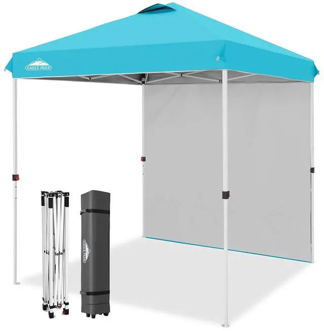 Main image of Commercial Canopy 6.6x6.6 Pop Up Canopy Tent with 1 Sidewall, Easy Setup Heavy Duty Instant Event Shelter for Vendors & Markets, Outdoor Sun Shade, Light Blue