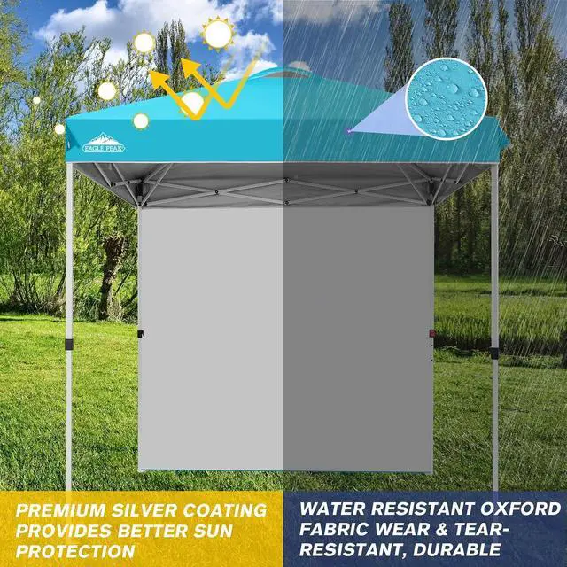Alt view image 2 of 7 - Commercial Canopy 6.6x6.6 Pop Up Canopy Tent with 1 Sidewall, Easy Setup Heavy Duty Instant Event Shelter for Vendors & Markets, Outdoor Sun Shade, Light Blue