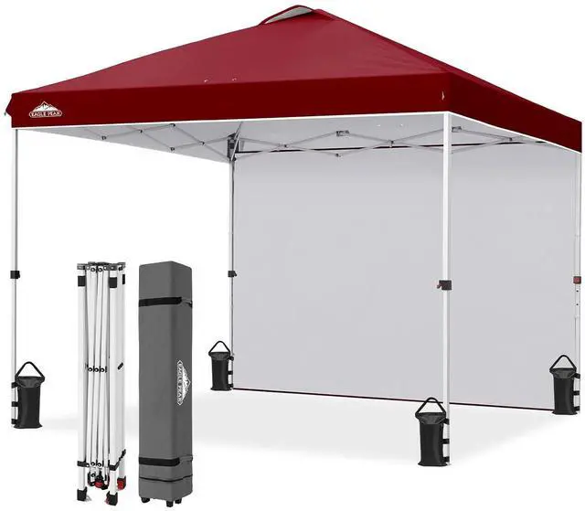 Main image of Commercial Canopy 10x10 Pop Up Canopy Tent with 1 Sidewall, Easy Setup Heavy Duty Instant Event Shelter for Vendors & Markets, Outdoor Sun Shade, Burgundy