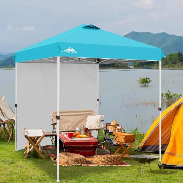 Alt view image 5 of 7 - Commercial Canopy 6.6x6.6 Pop Up Canopy Tent with 1 Sidewall, Easy Setup Heavy Duty Instant Event Shelter for Vendors & Markets, Outdoor Sun Shade, Light Blue