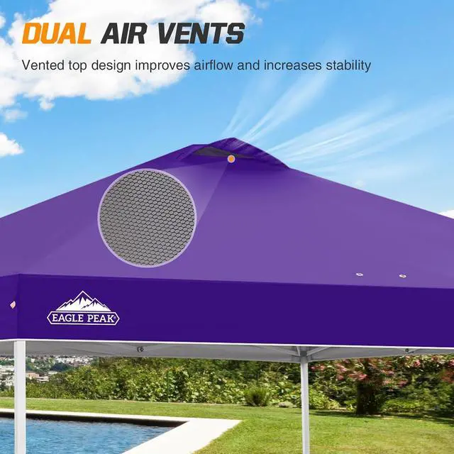 Alt view image 6 of 7 - Replacement Canopy Top for Eagle Peak 10x10 Straight Leg Pop Up Canopy Frame Only, Canopy Cover with Air Vent, UPF 50+, Frame NOT Included, Purple